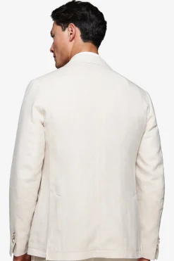 Sand linen blend Herringbone blazer