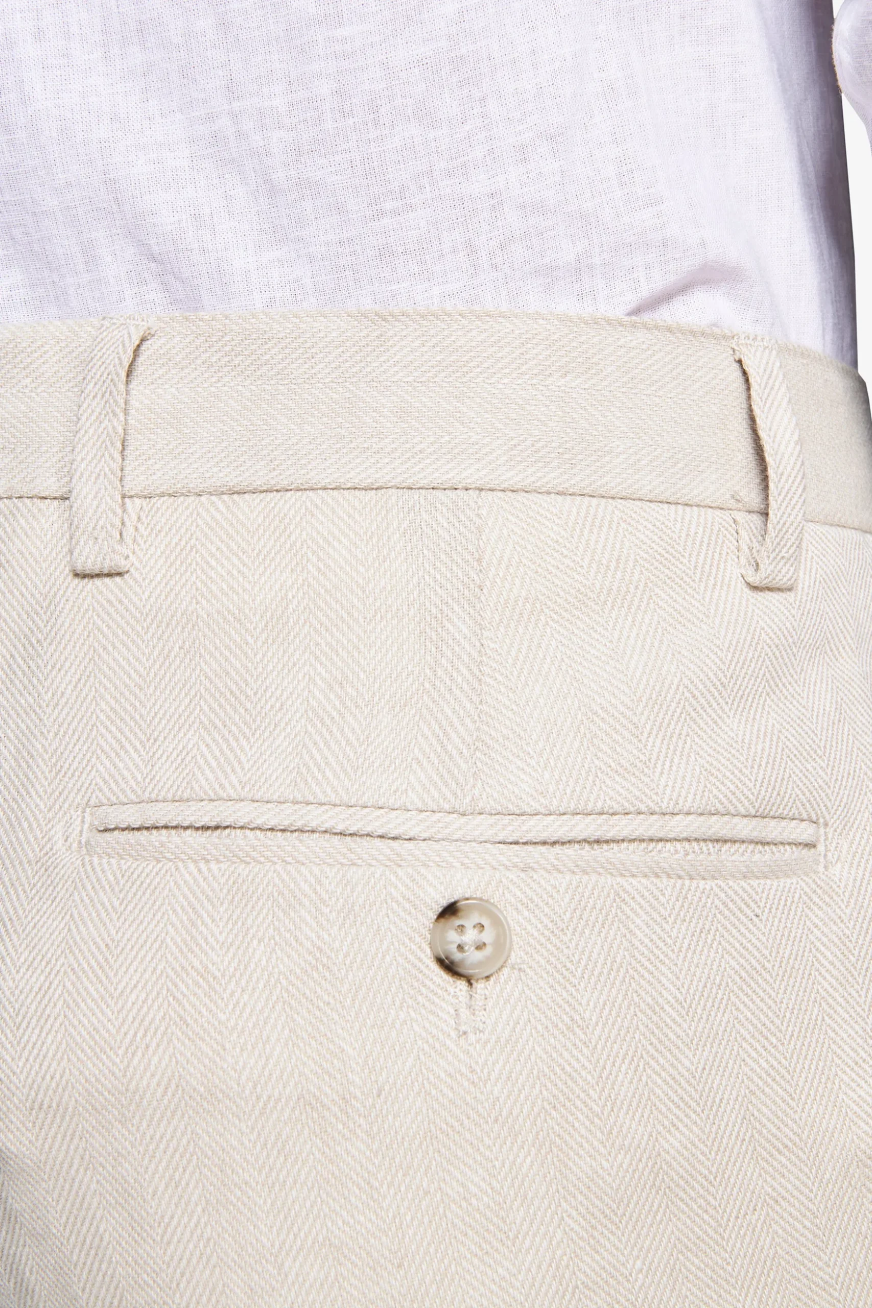 Sand linen blend Herringbone trousers