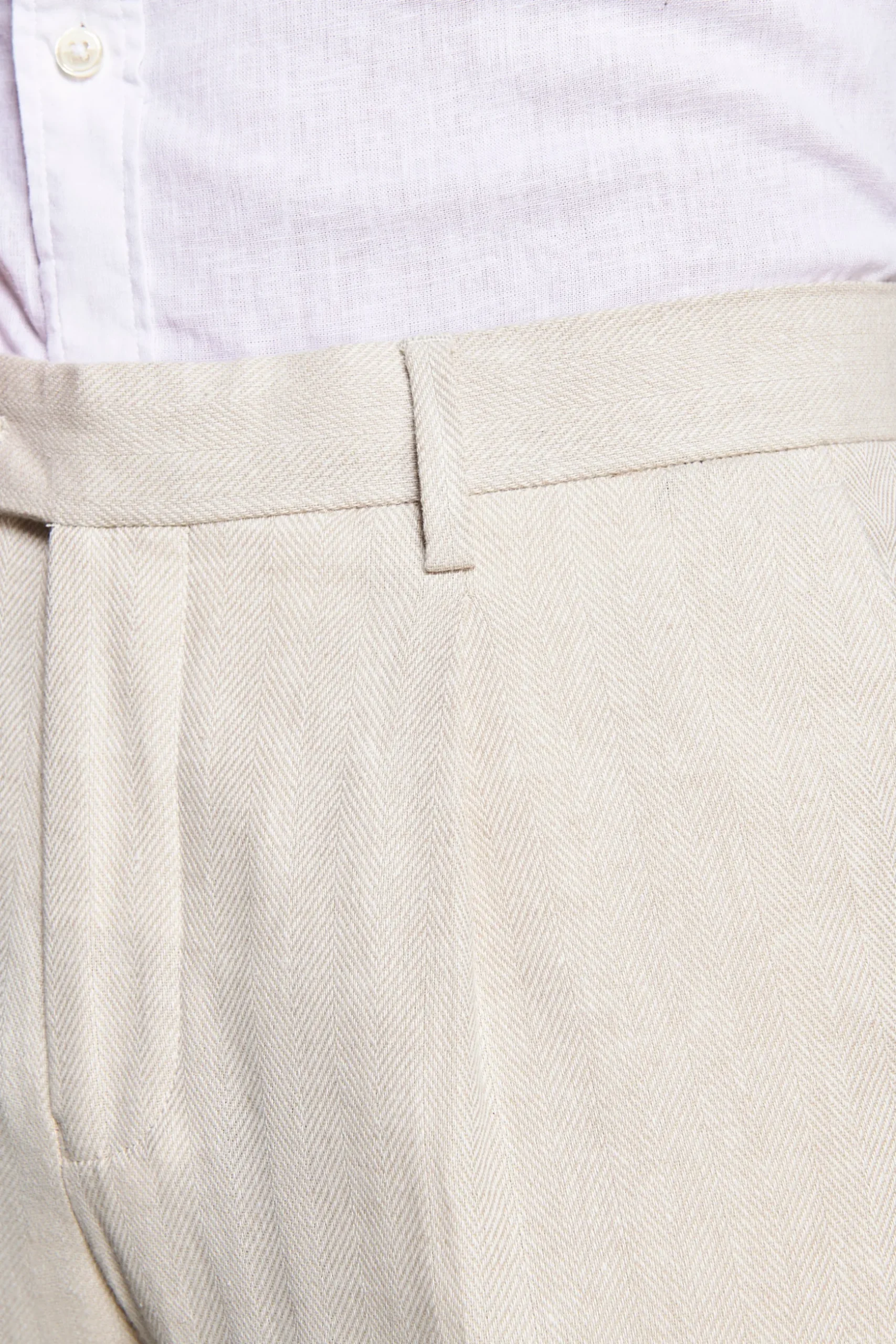 Sand linen blend Herringbone trousers