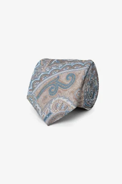 Sand macro floral print tie