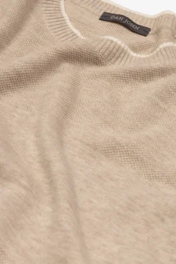 Sand melange effect crewneck jumper