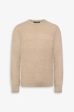 Sand melange effect crewneck jumper