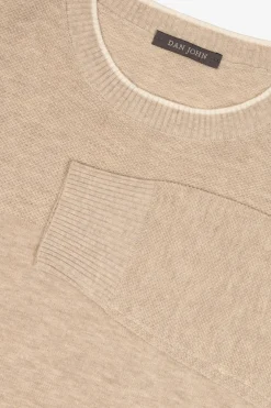 Sand melange effect crewneck jumper