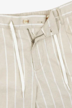 Sand pinstripe drawstring Bermuda shorts