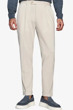 Sand stretch jersey trousers