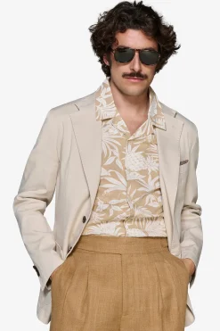 Sand stretch textured blazer
