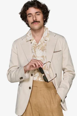 Sand stretch textured blazer