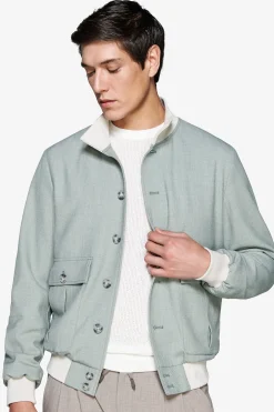 Short sage bomber jacket
