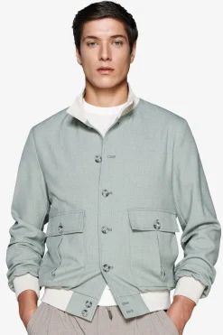 Short sage bomber jacket