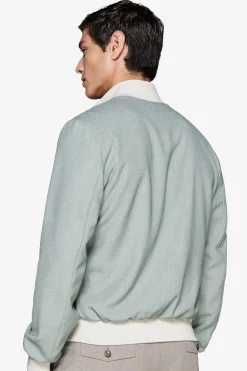 Short sage bomber jacket