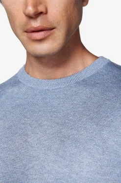 Sky-blue basic crew-neck jumper
