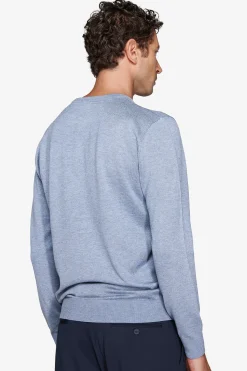 Sky-blue basic crew-neck jumper