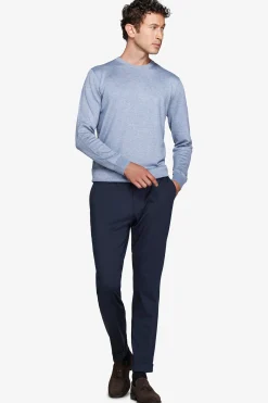 Sky-blue basic crew-neck jumper