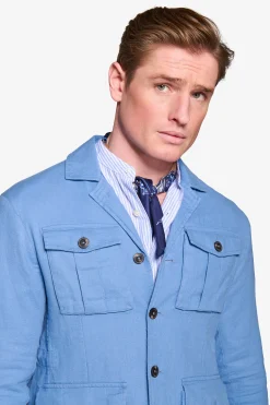 Sky linen blend Saharan jacket