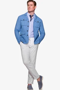 Sky linen blend Saharan jacket