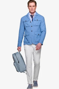 Sky linen blend Saharan jacket