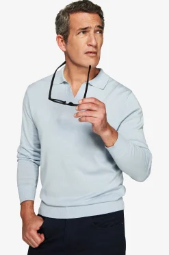 Sky open collar knit polo shirt