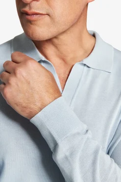 Sky open collar knit polo shirt