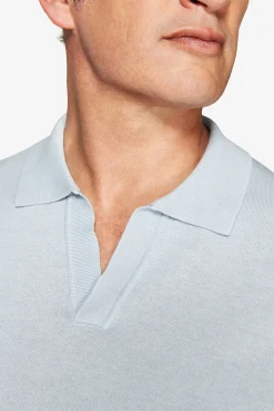 Sky open collar knit polo shirt