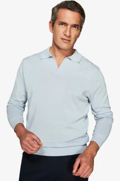 Sky open collar knit polo shirt