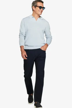 Sky open collar knit polo shirt