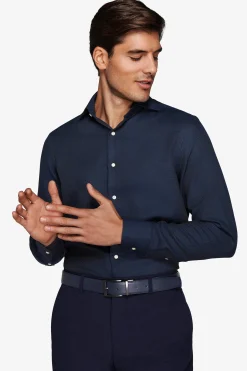 Slim-fit blue textured ‘la Picoco’ shirt