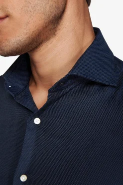 Slim-fit blue textured ‘la Picoco’ shirt