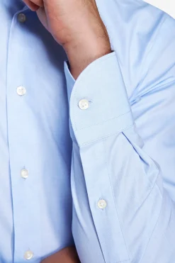Slim-fit plain sky-blue twill shirt