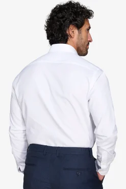Slim-fit plain white twill shirt