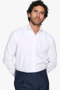 Slim-fit plain white twill shirt