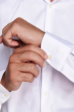 Slim-fit plain white twill shirt