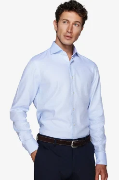 Slim-fit sky blue textured ‘la Picoco’ shirt