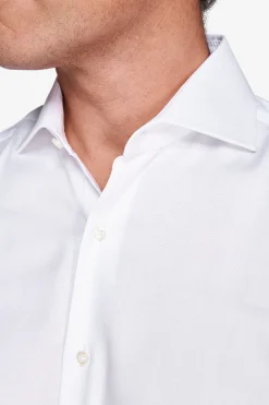 Slim-fit white Oxford shirt