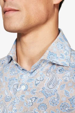 Taupe all over print shirt