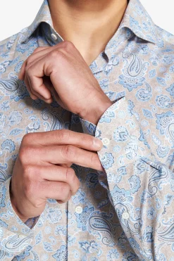 Taupe all over print shirt