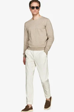 Taupe basic crewneck cotton sweater