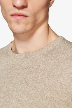 Taupe basic crewneck cotton sweater
