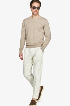 Taupe basic crewneck cotton sweater