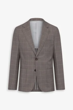 Taupe check suit blazer