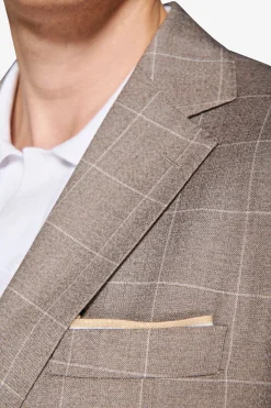 Taupe check suit blazer