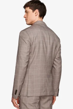 Taupe check suit blazer