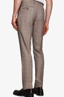 Taupe check suit trousers