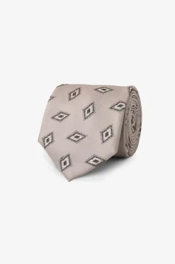 Taupe diamond design tie