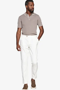 Taupe double-rib knit polo shirt