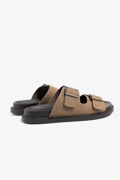 Taupe ecosuede sandals