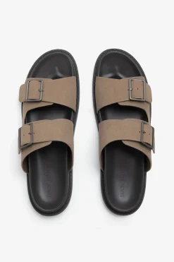 Taupe ecosuede sandals