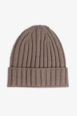 Taupe English rib beanie