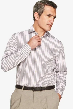 Taupe fine stripes shirt