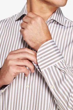 Taupe fine stripes shirt
