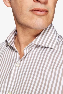 Taupe fine stripes shirt